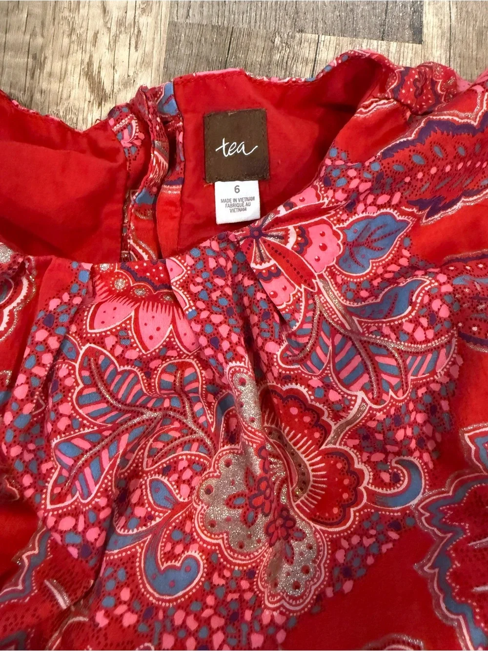 Tea Collection Girls Red Paisley Floral Dress